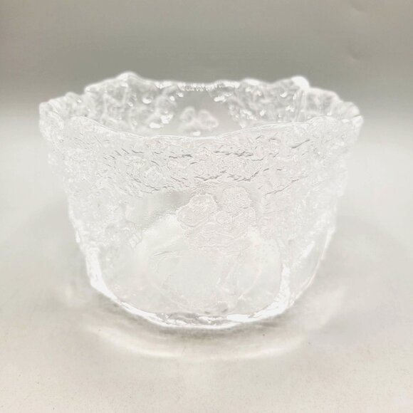 Kosta Boda Rhapsody Crystal Bowl by Kjell Engman Textured Design Handmade Sweden - Picture 4 of 9